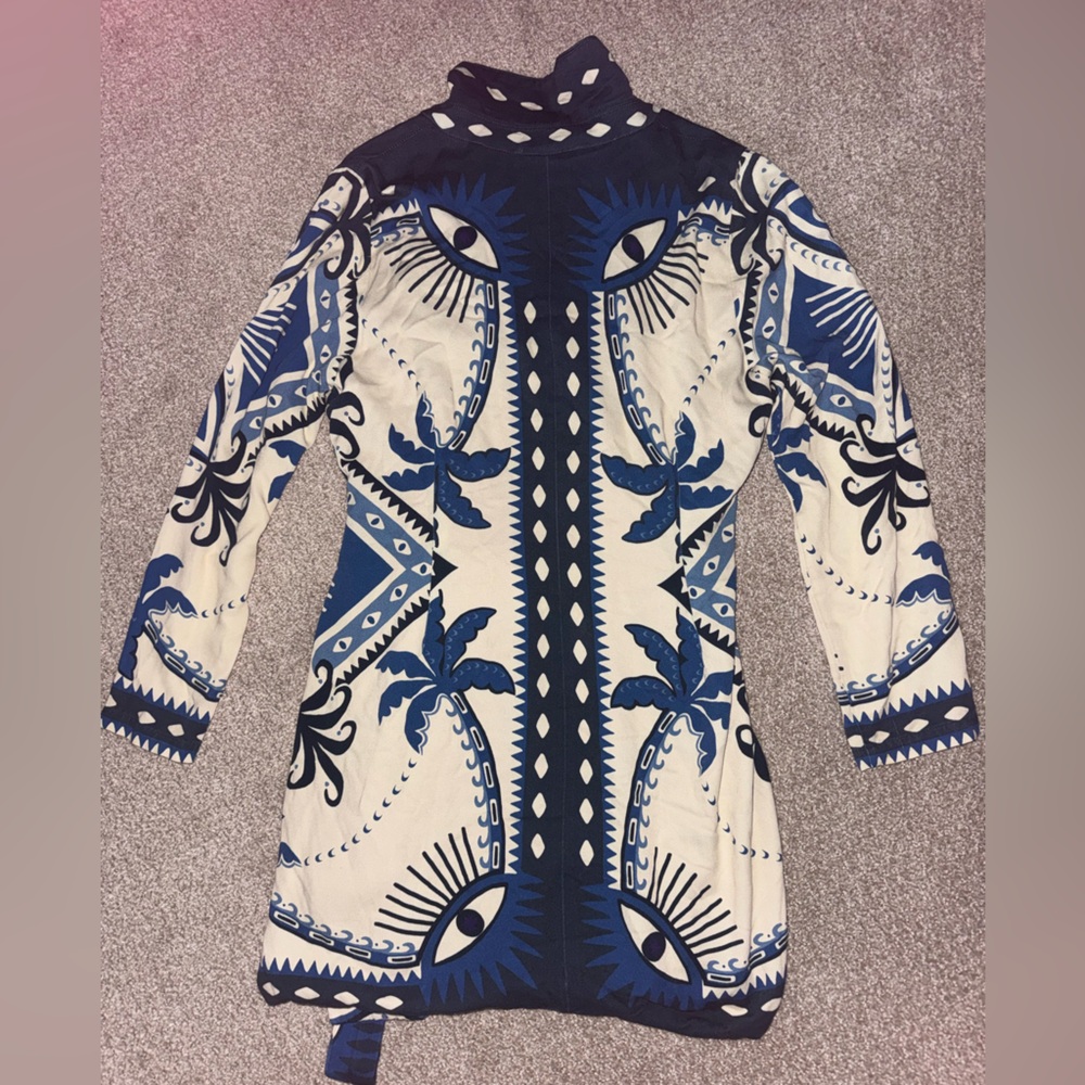 FARM Rio Blue and Cream Printed Wrap Dress - Picture 6 of 6